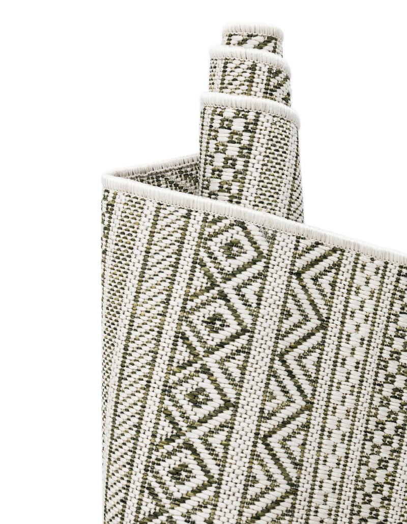 Patio Stripe Harmony Collection Area Rug -  Boardwalk (Green) Oval Green  lifestyle 14