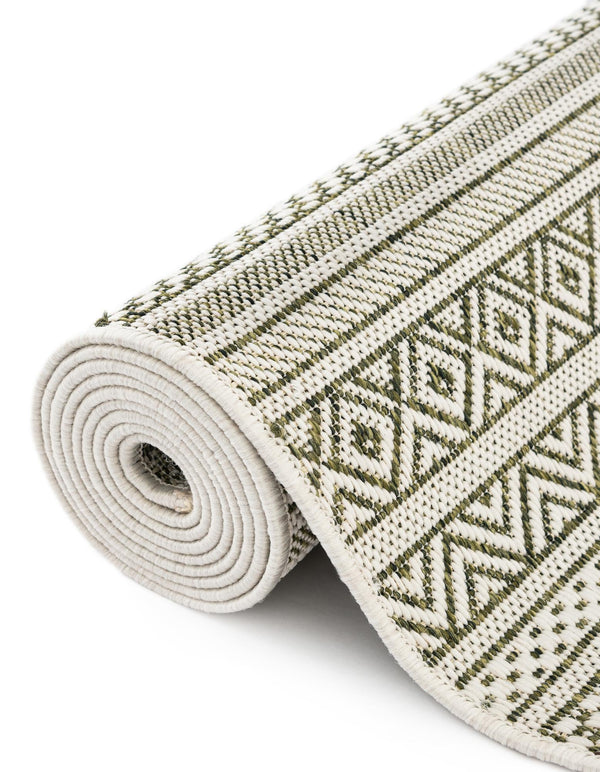 Patio Stripe Harmony Collection Area Rug -  Boardwalk (Green) Oval Green  lifestyle 15