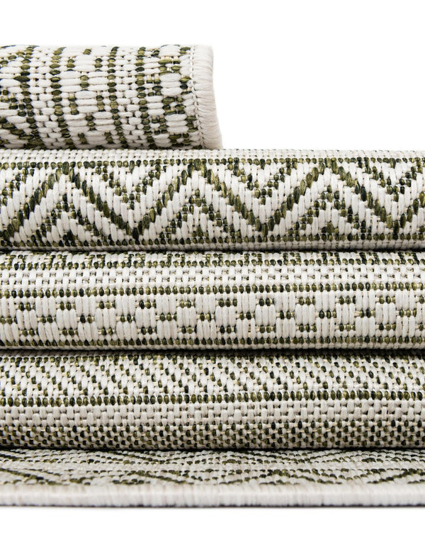 Patio Stripe Harmony Collection Area Rug -  Boardwalk (Green) Oval Green  lifestyle 17