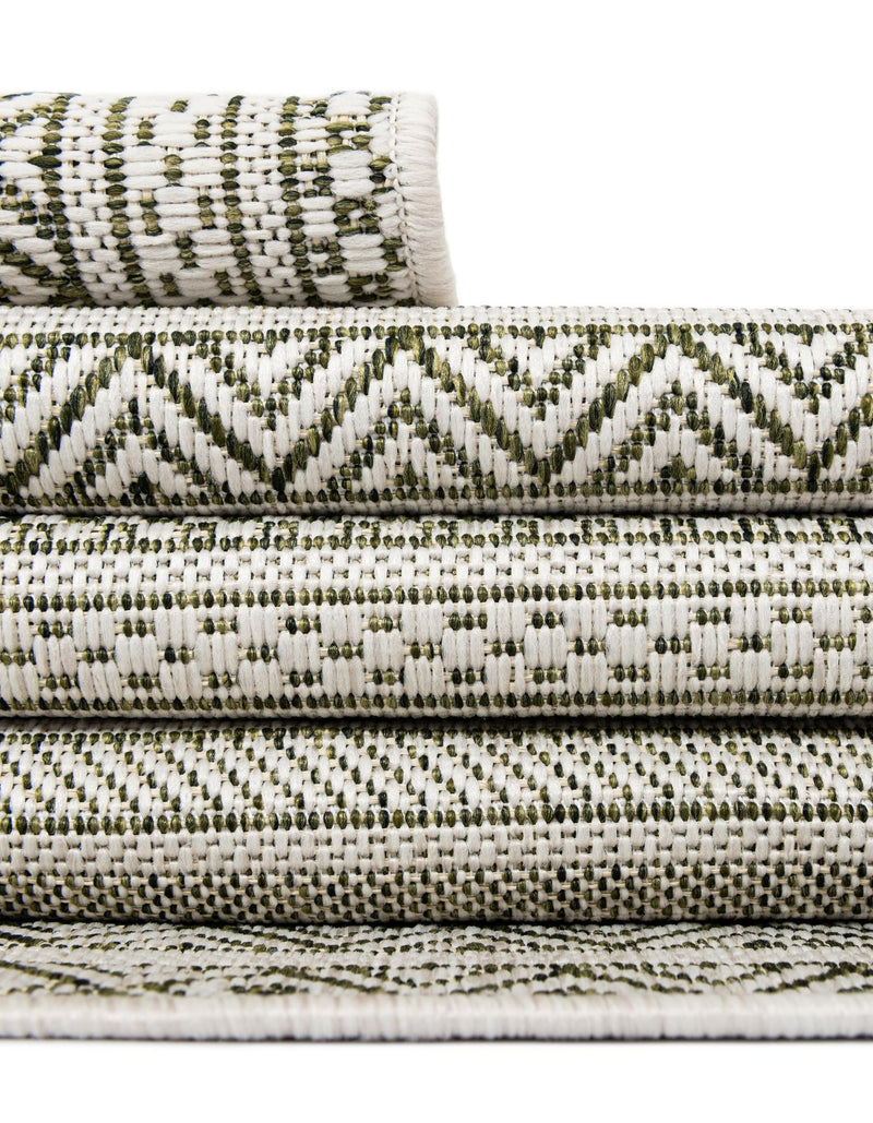 Patio Stripe Harmony Collection Area Rug -  Boardwalk (Green) Oval Green  lifestyle 17