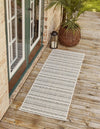 Patio Stripe Harmony Collection Area Rug -  Boardwalk (Green) Runner Green  lifestyle 0