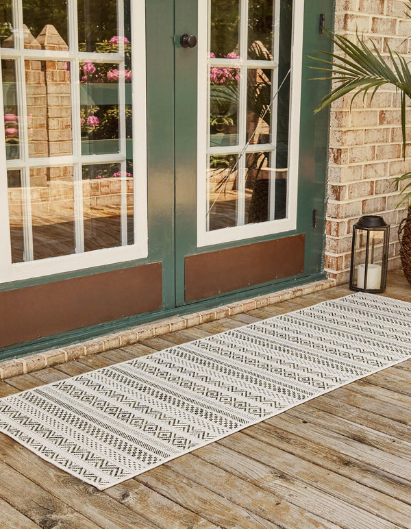 Patio Stripe Harmony Collection Area Rug -  Boardwalk (Green) Runner Green  lifestyle 2