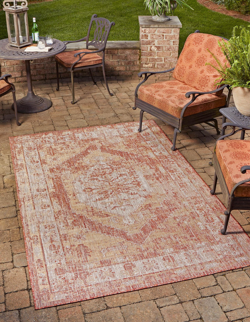 Patio Heritage Collection Area Rug -  Augusta (Rust Red) Rectangle Rust Red  lifestyle 3