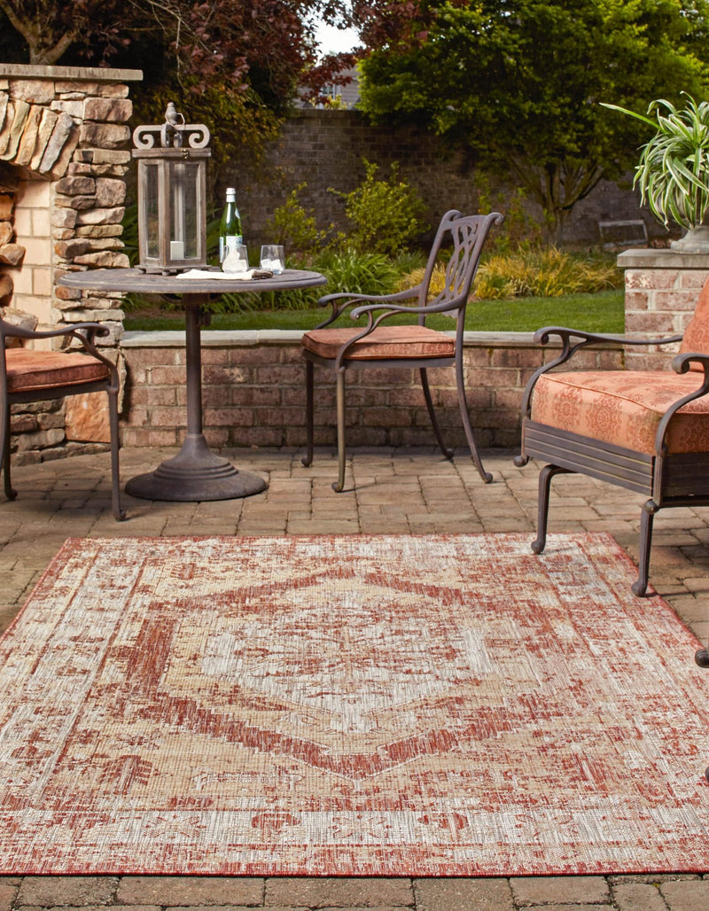 Patio Heritage Collection Area Rug -  Augusta (Rust Red) Rectangle Rust Red  lifestyle 4