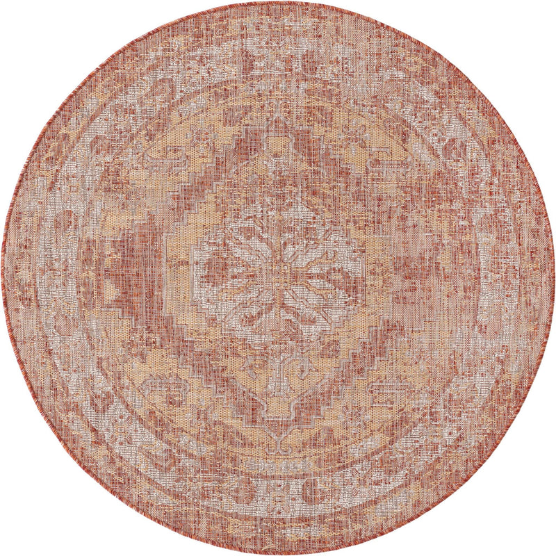 Patio Heritage Collection Area Rug -  Augusta (Rust Red) Round Rust Red  lifestyle 26