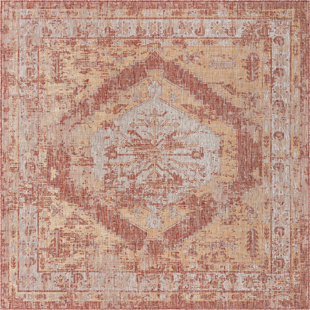 Patio Heritage Collection Area Rug -  Augusta (Rust Red) Square Rust Red  lifestyle 24