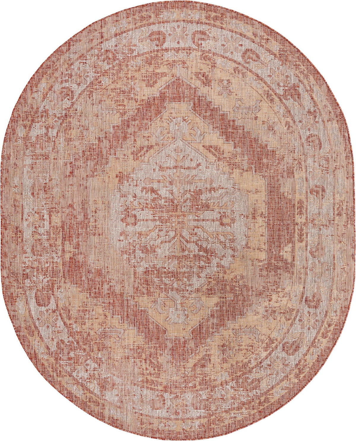 Patio Heritage Collection Area Rug -  Augusta (Rust Red) Oval Rust Red  lifestyle 25