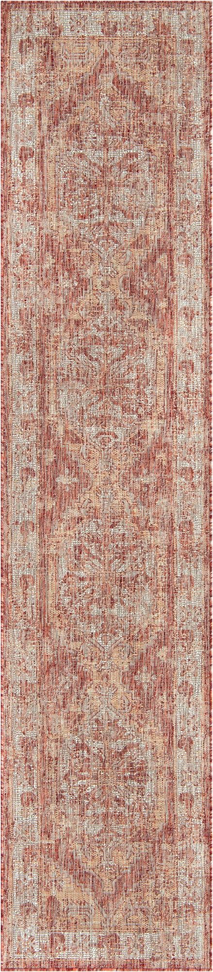 Patio Heritage Collection Area Rug -  Augusta (Rust Red) Runner Rust Red  lifestyle 26