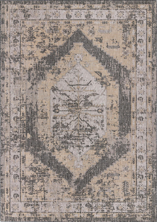 Patio Heritage Collection Area Rug -  Augusta (Charcoal) Rectangle Charcoal Main