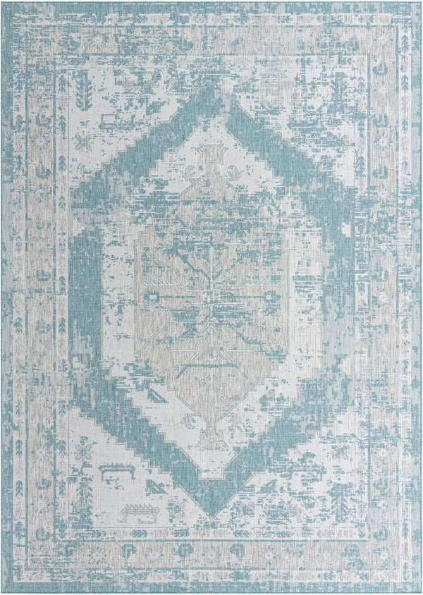 Patio Heritage Collection Area Rug -  Augusta (Aqua) Rectangle Aqua Main
