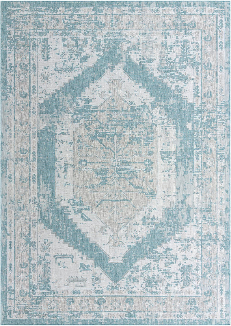 Patio Heritage Collection Area Rug -  Augusta (Aqua) Rectangle Aqua Main