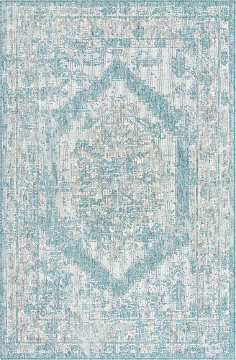 Patio Heritage Collection Area Rug -  Augusta (Aqua) Rectangle Aqua  lifestyle 2