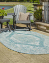 Patio Heritage Collection Area Rug -  Augusta (Aqua) Oval Aqua  lifestyle 16