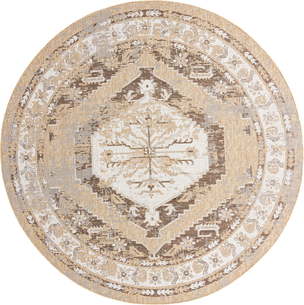 Patio Heritage Collection Area Rug -  Augusta (Natural) Round Natural  lifestyle 45