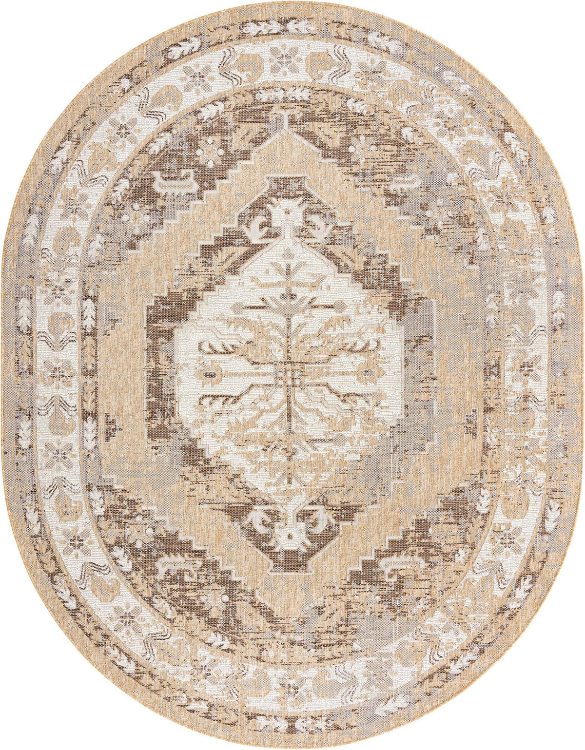 Patio Heritage Collection Area Rug -  Augusta (Natural) Oval Natural  lifestyle 47