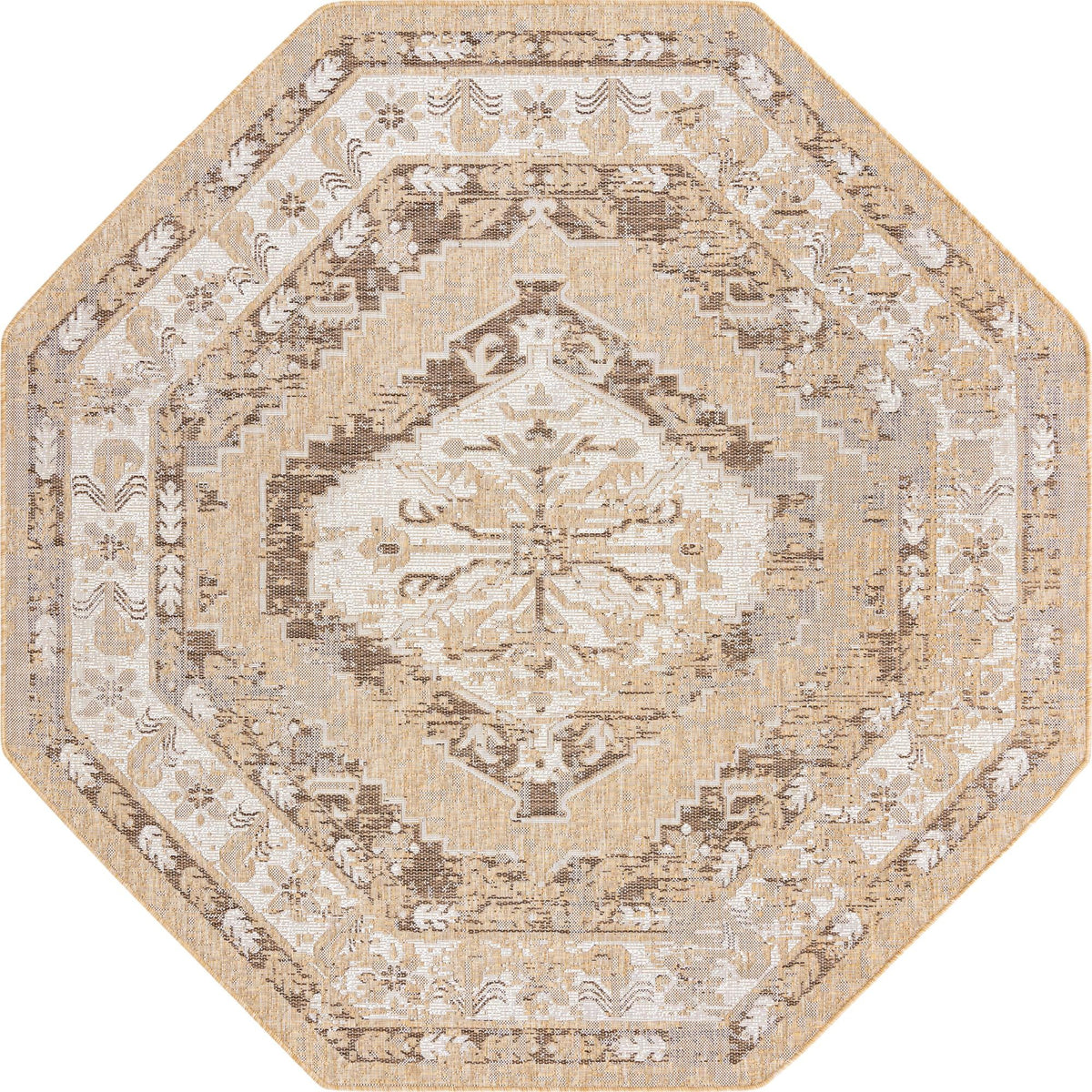 Patio Heritage Collection Area Rug -  Augusta (Natural) Octagon Natural  lifestyle 9