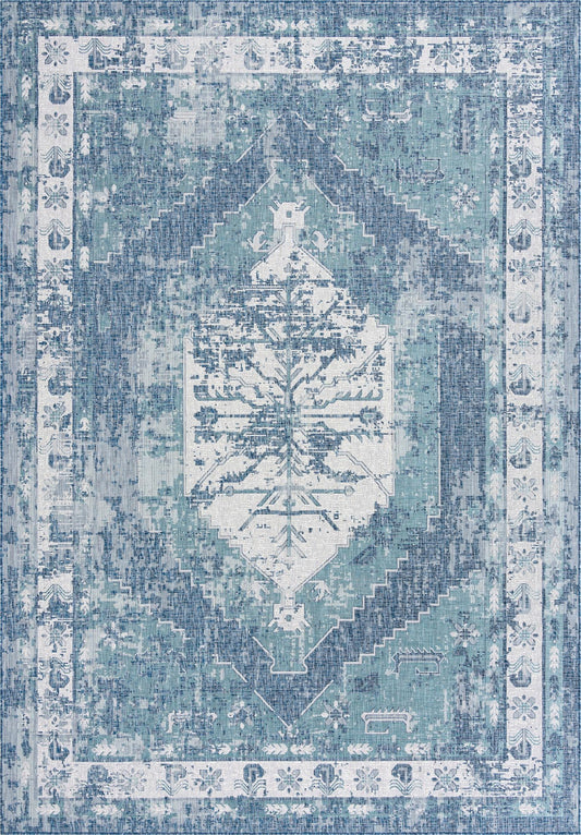 Patio Heritage Collection Area Rug -  Augusta (Blue) Rectangle Blue Main