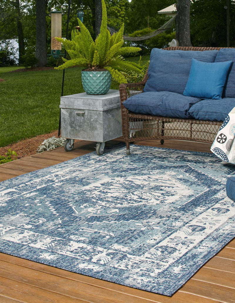 Patio Heritage Collection Area Rug -  Augusta (Blue) Rectangle Blue  lifestyle 3