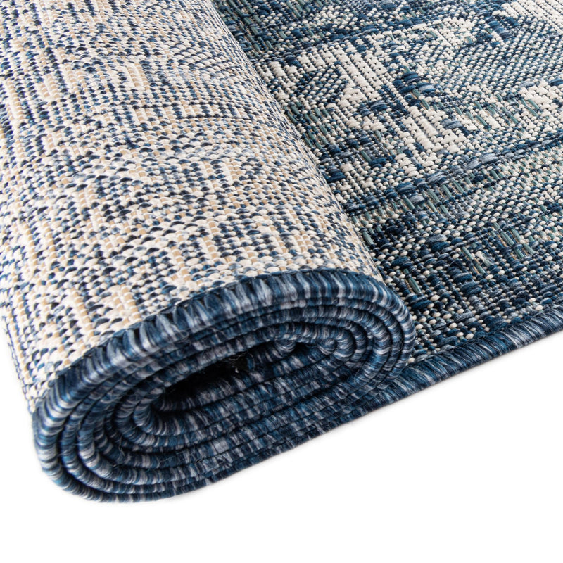 Patio Heritage Collection Area Rug -  Augusta (Blue) Round Blue  lifestyle 24