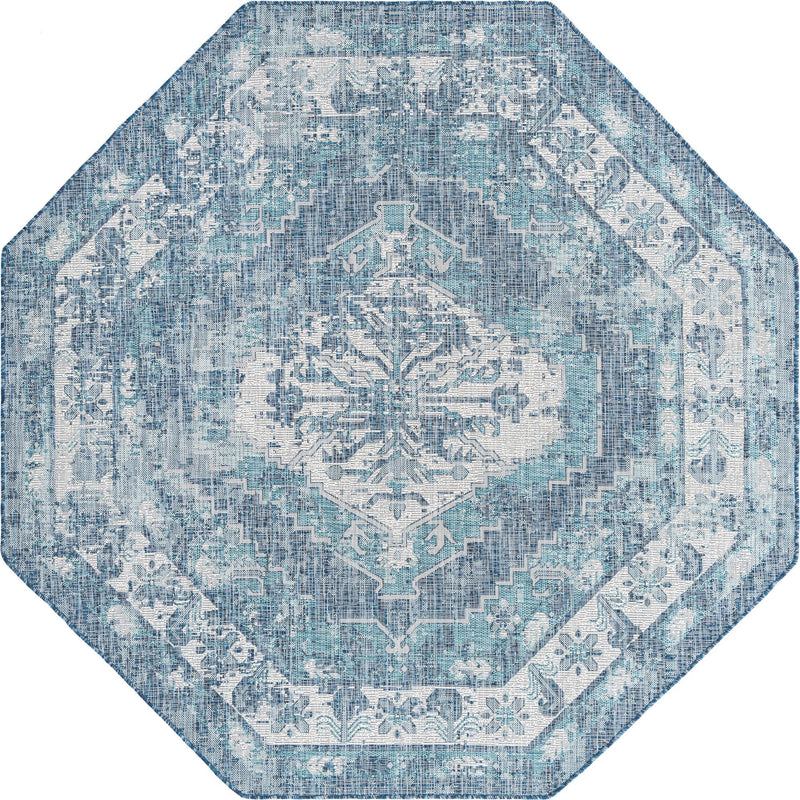 Patio Heritage Collection Area Rug -  Augusta (Blue) Octagon Blue  lifestyle 14