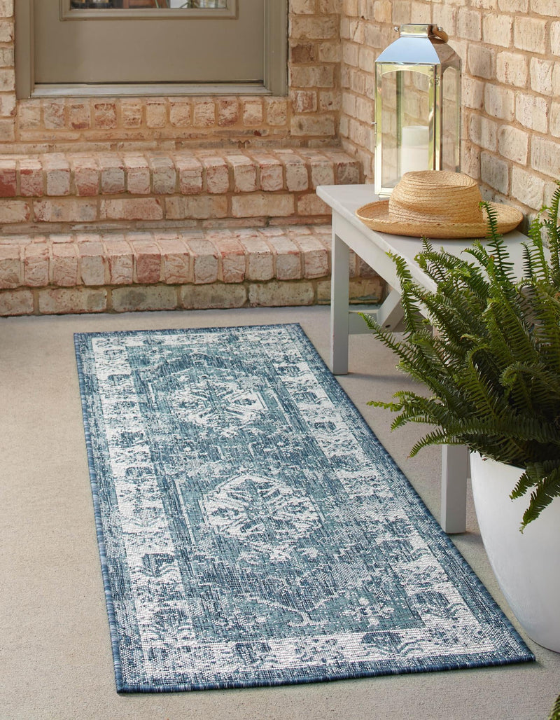 Patio Heritage Collection Area Rug -  Augusta (Blue) Runner Blue  lifestyle 21
