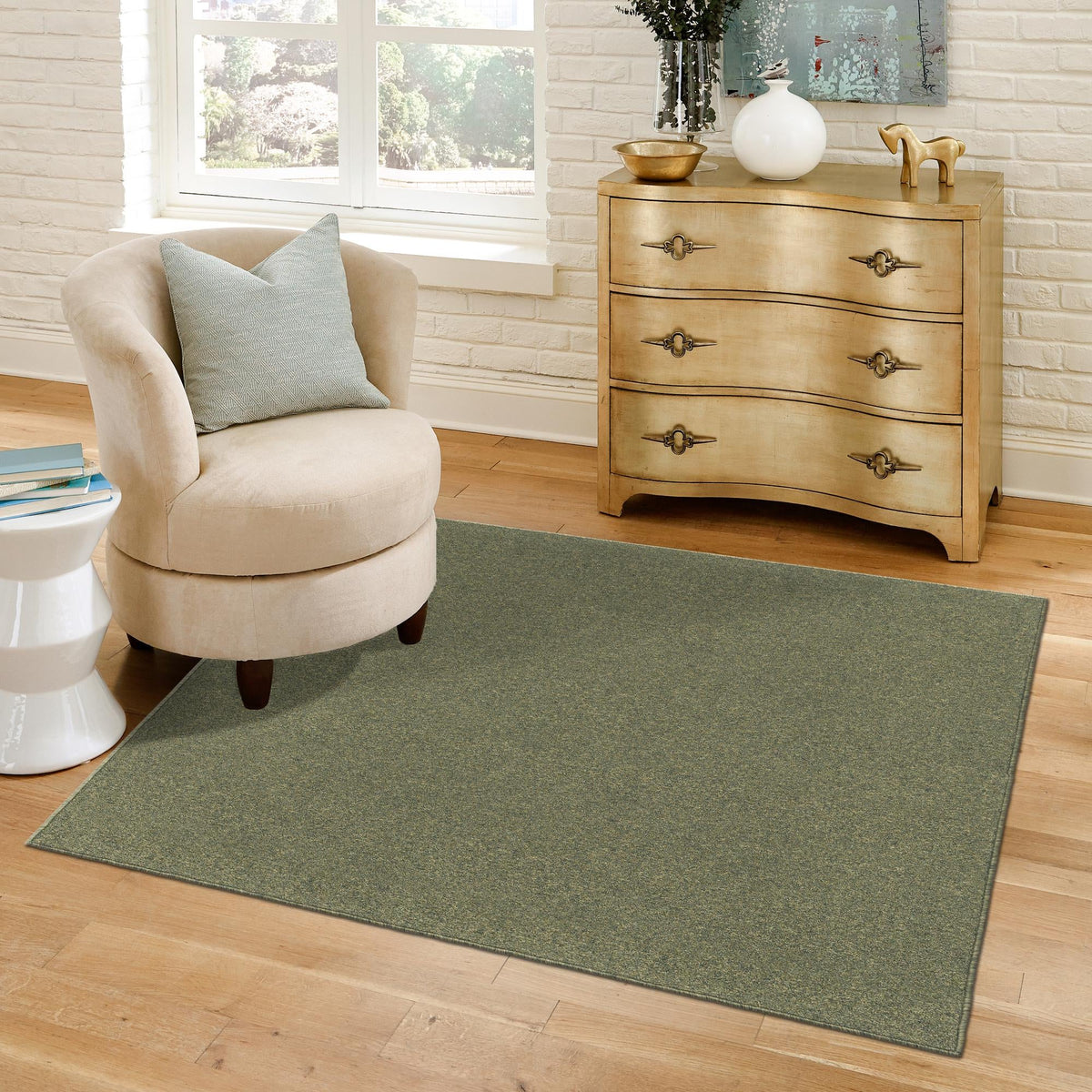 Everyday Elegance Collection Area Rug - Serenity (Pickle Green) Square Pickle Green  lifestyle 42