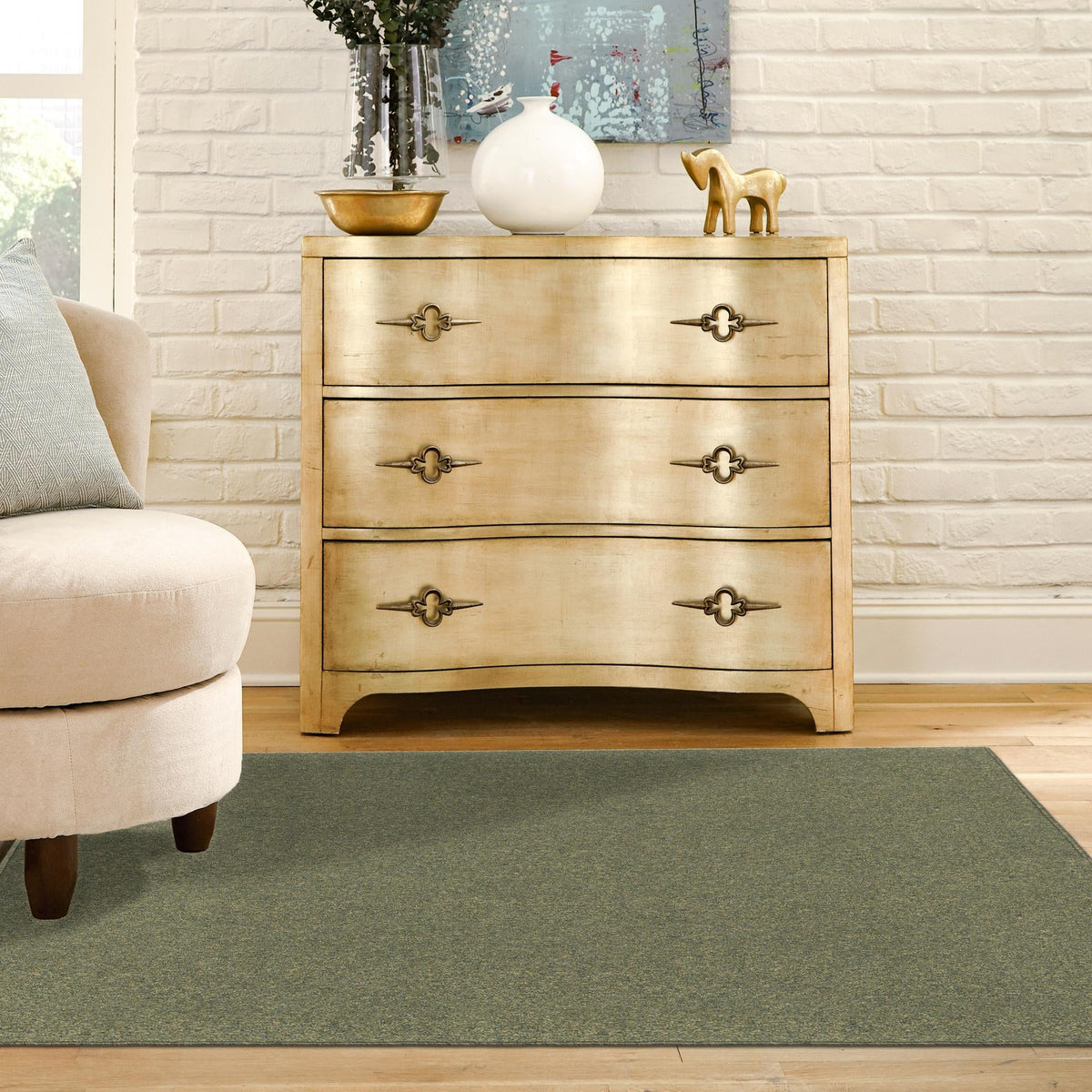 Everyday Elegance Collection Area Rug - Serenity (Pickle Green) Square Pickle Green  lifestyle 44