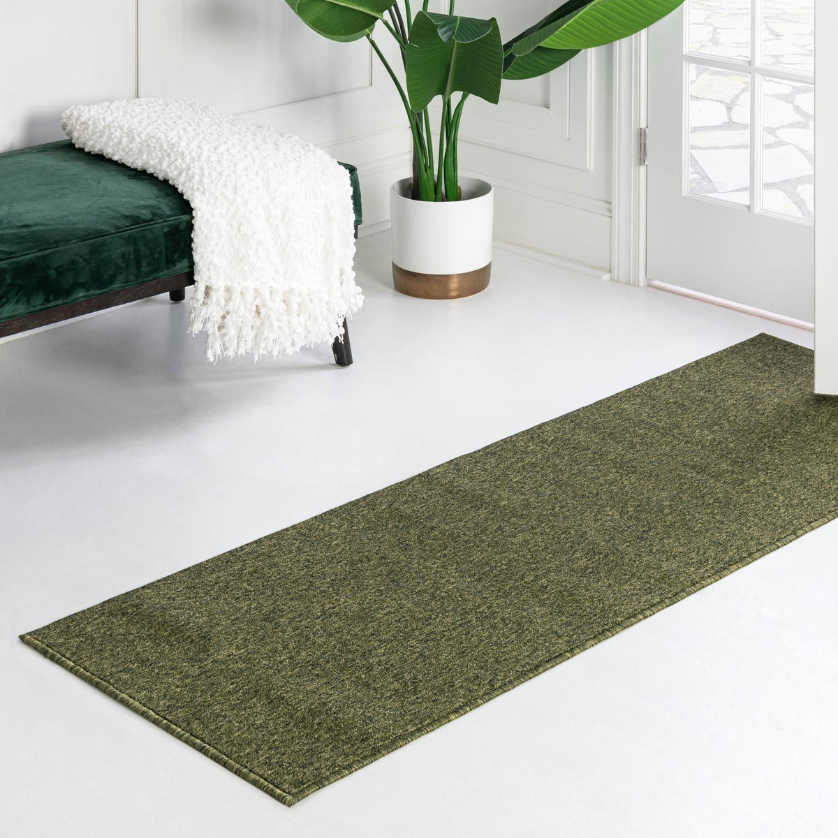 Everyday Elegance Collection Area Rug - Serenity (Pickle Green) Runner Pickle Green  lifestyle 45