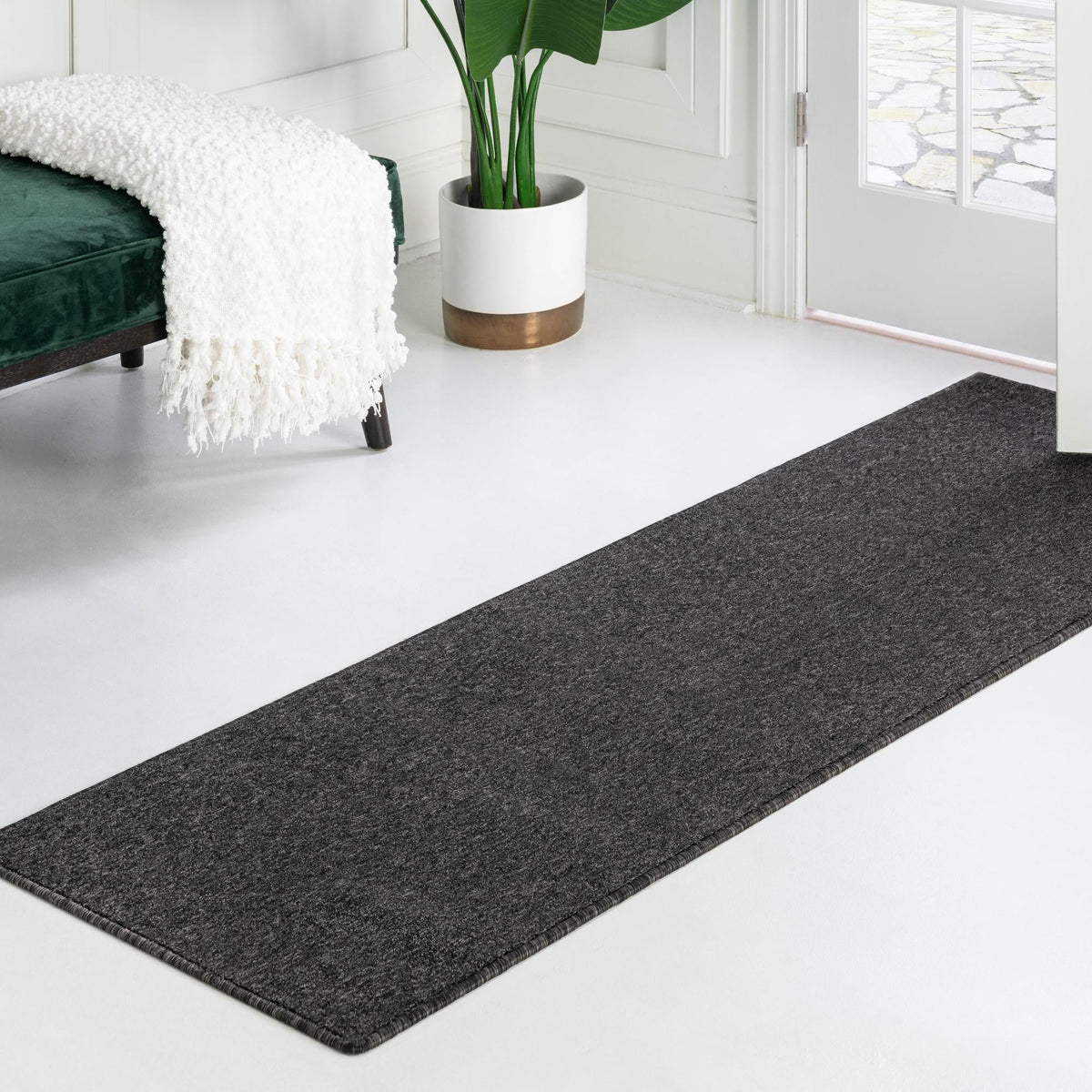 Everyday Elegance Collection Area Rug - Serenity (Charcoal) Runner Charcoal  lifestyle 43