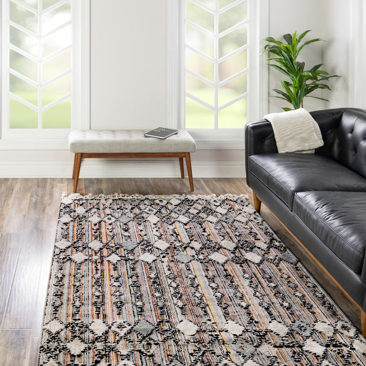 Navajo Sands Collection Area Rug -  Hovenweep Rectangle Rust Multi  lifestyle 48