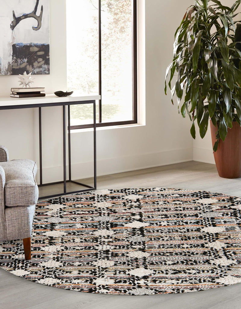 Navajo Sands Collection Area Rug -  Hovenweep Round Rust Multi  lifestyle 79
