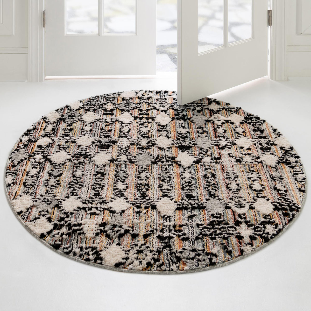 Navajo Sands Collection Area Rug -  Hovenweep Round Rust Multi  lifestyle 109