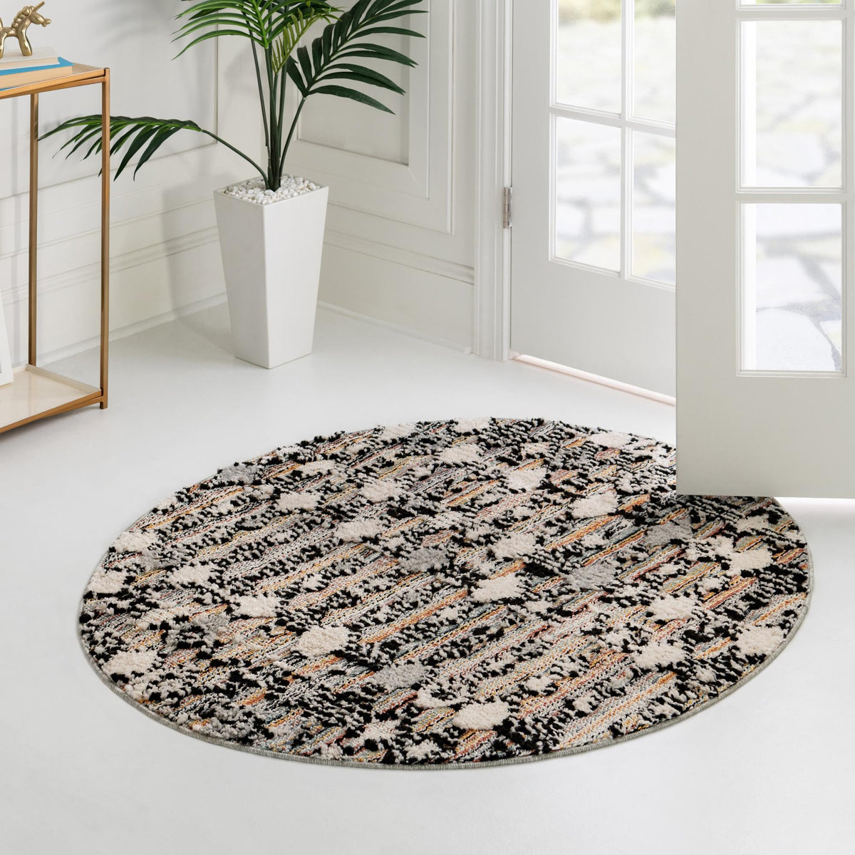 Navajo Sands Collection Area Rug -  Hovenweep Round Rust Multi  lifestyle 117