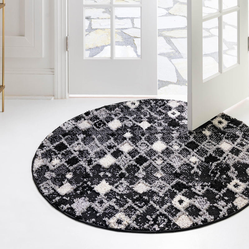 Navajo Sands Collection Area Rug -  Hovenweep Round Fossil Gray  lifestyle 111