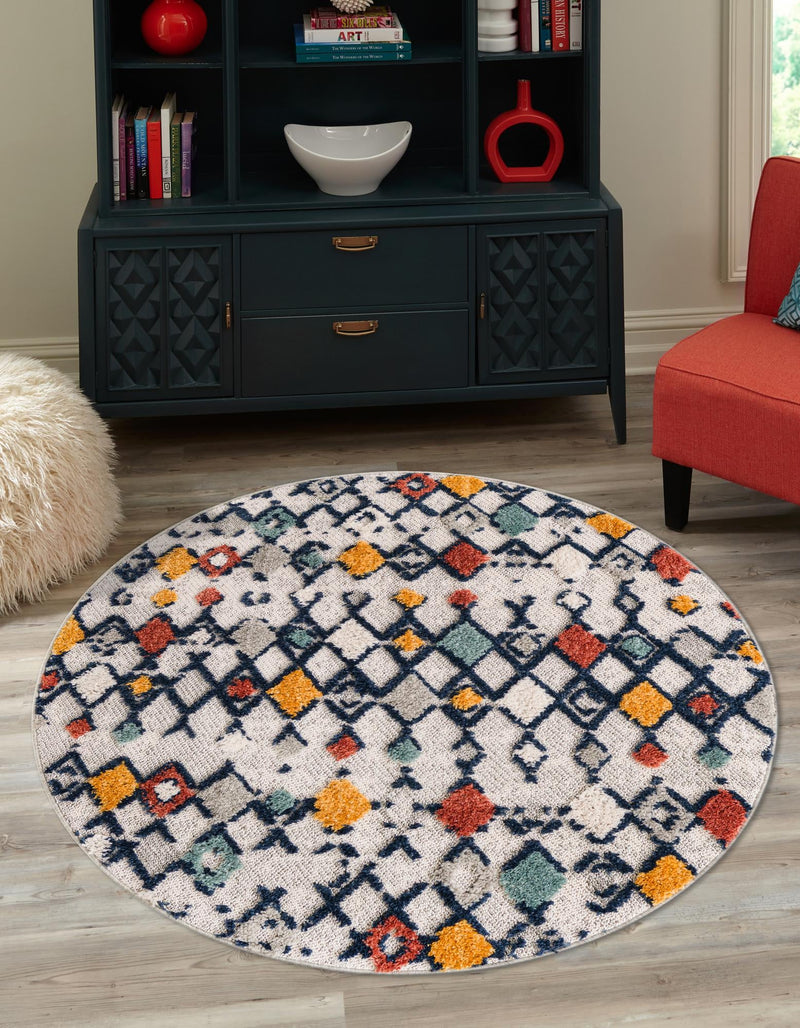 Navajo Sands Collection Area Rug -  Hovenweep Round Multi  lifestyle 78
