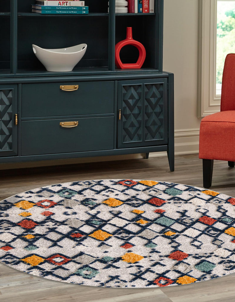 Navajo Sands Collection Area Rug -  Hovenweep Round Multi  lifestyle 81