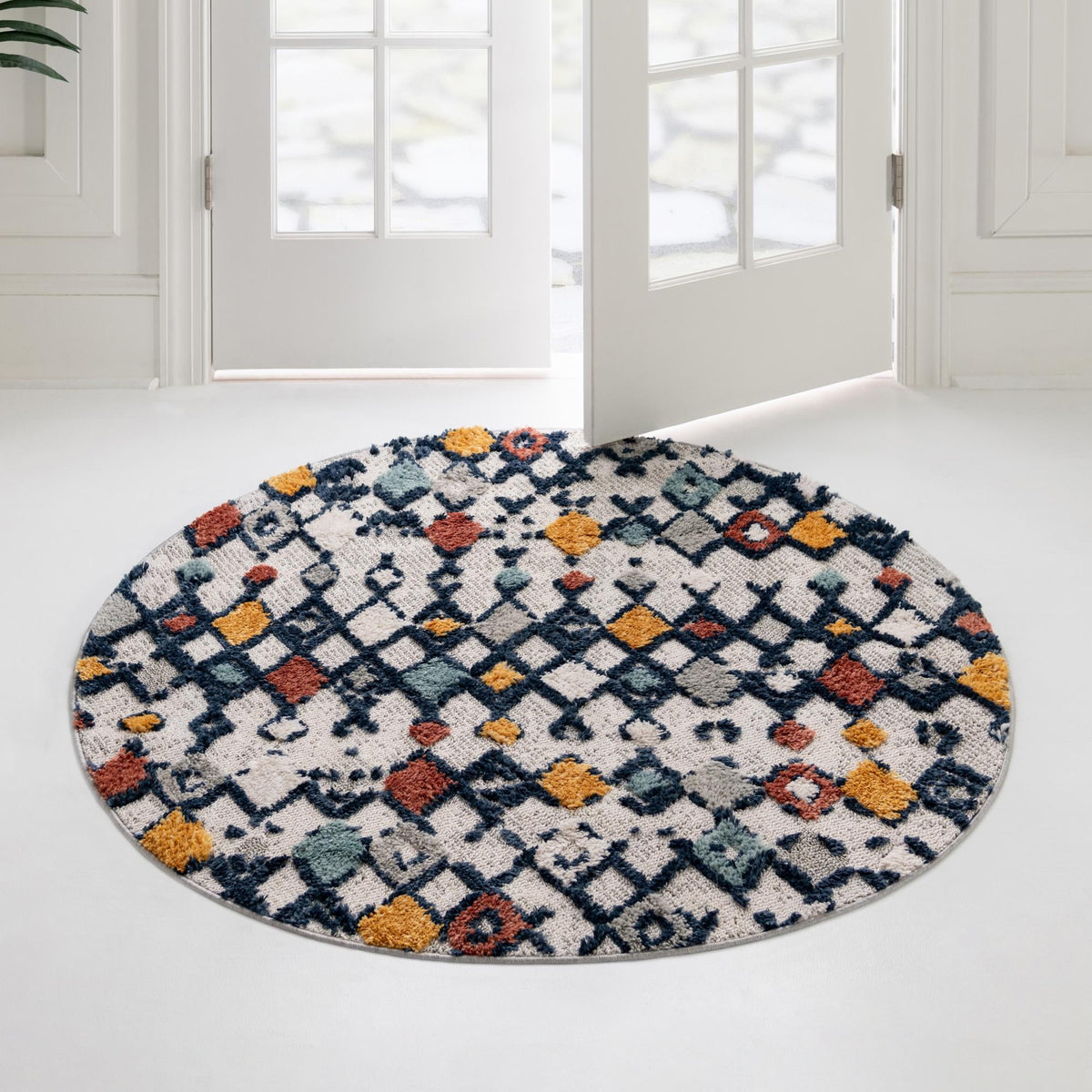 Navajo Sands Collection Area Rug -  Hovenweep Round Multi  lifestyle 112