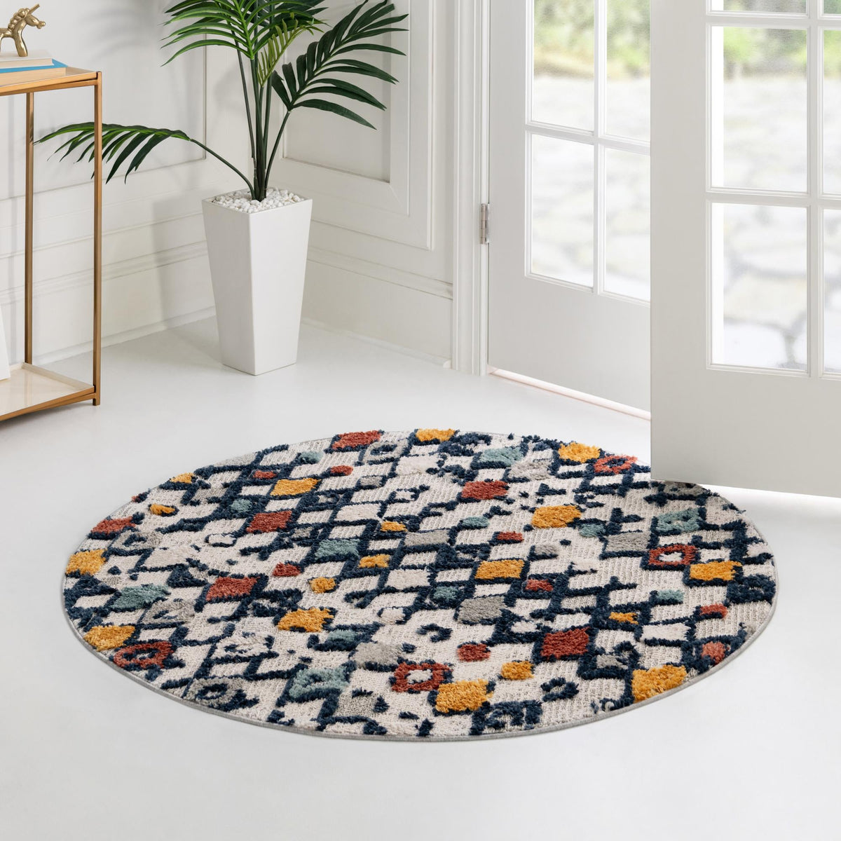 Navajo Sands Collection Area Rug -  Hovenweep Round Multi  lifestyle 120