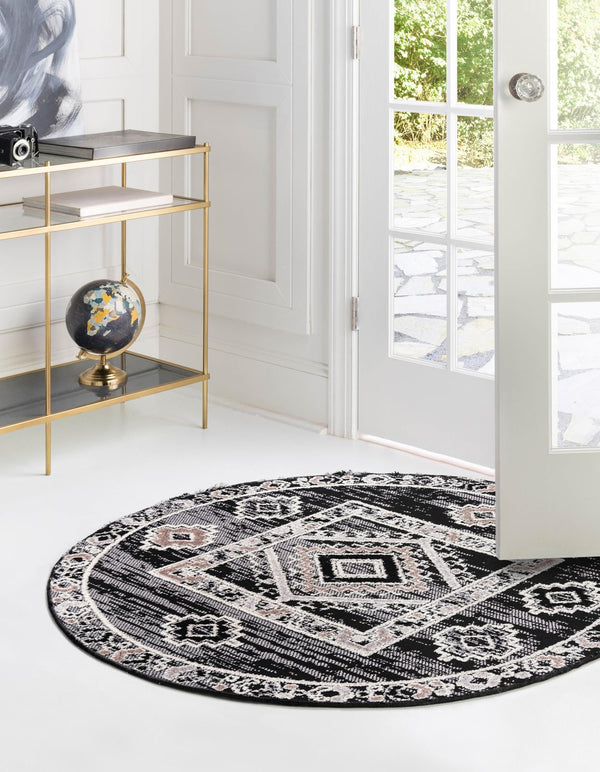 Navajo Sands Collection Area Rug -  MesaVerde Round Fossil Gray  lifestyle 45