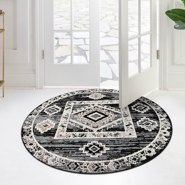 Navajo Sands Collection Area Rug -  MesaVerde Round Fossil Gray  lifestyle 53