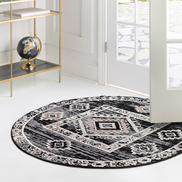 Navajo Sands Collection Area Rug -  MesaVerde Round Fossil Gray  lifestyle 57