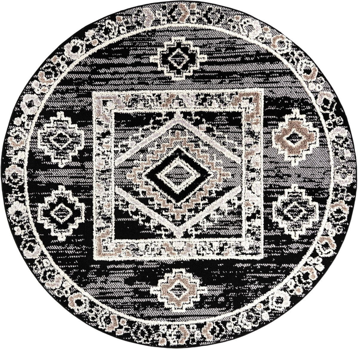 Navajo Sands Collection Area Rug -  MesaVerde Round Fossil Gray  lifestyle 37