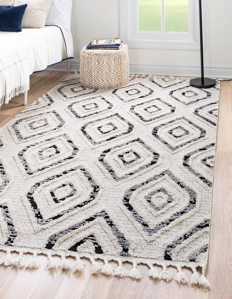 Navajo Sands Collection Area Rug -  CanyonDeChelly Rectangle Black and White  lifestyle 6