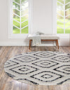 Navajo Sands Collection Area Rug -  CanyonDeChelly Round Black and White  lifestyle 47