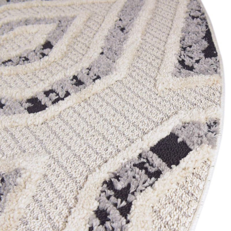Navajo Sands Collection Area Rug -  CanyonDeChelly Round Black and White  lifestyle 58