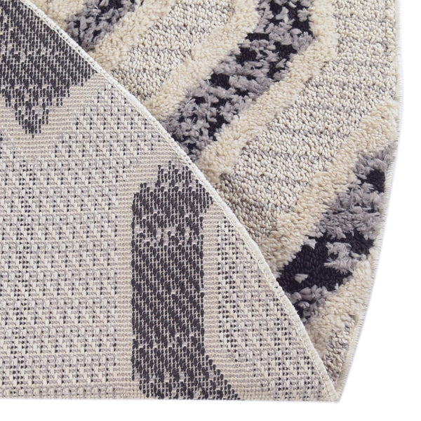 Navajo Sands Collection Area Rug -  CanyonDeChelly Round Black and White  lifestyle 61