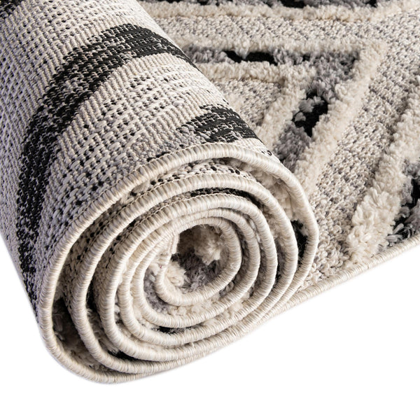 Navajo Sands Collection Area Rug -  CanyonDeChelly Round Black and White  lifestyle 64
