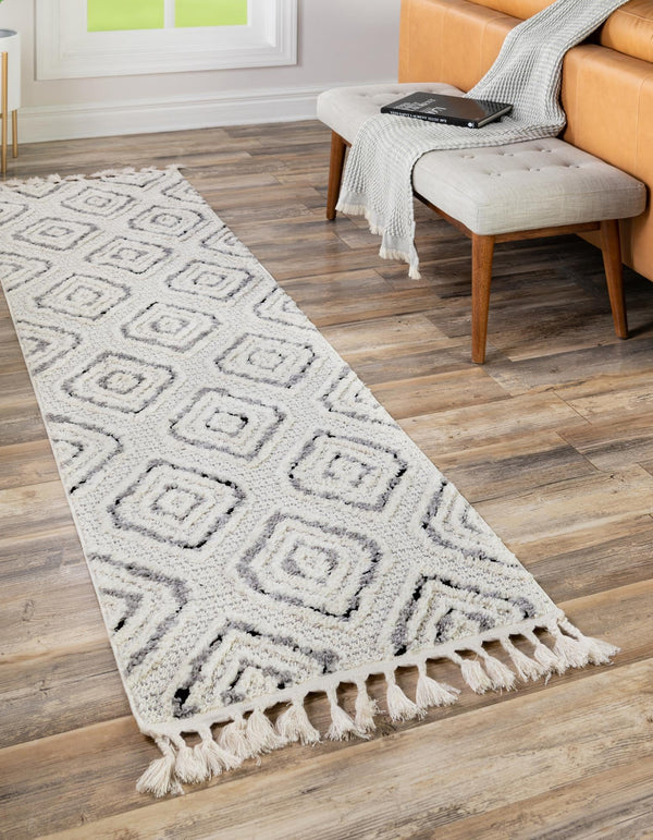 Navajo Sands Collection Area Rug -  CanyonDeChelly Runner Black and White  lifestyle 54
