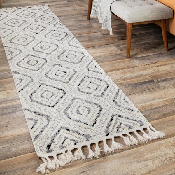 Navajo Sands Collection Area Rug -  CanyonDeChelly Runner Black and White  lifestyle 75