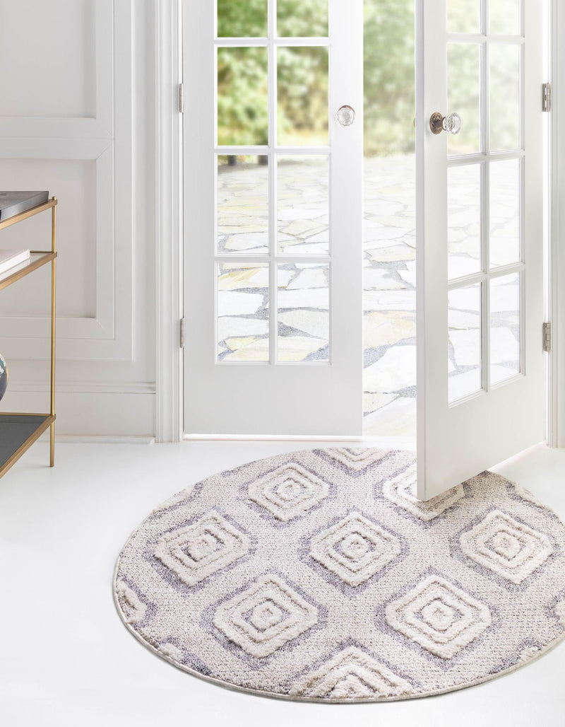 Navajo Sands Collection Area Rug -  CanyonDeChelly Round Ivory  lifestyle 49